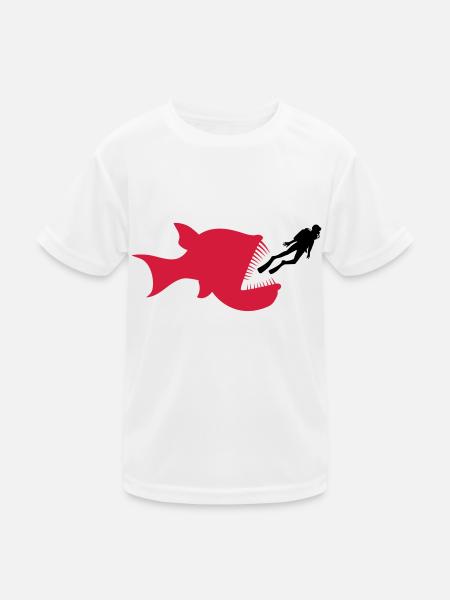 monster taucher tiefsee fisch gefaehrlich zaehne h - Kinder Funktions-T-Shirt - Weiß - Vorne