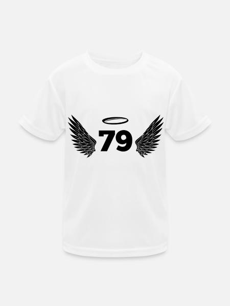 Nummer 79 Engel - Flügel zum 79. Geburtstag - Kinder Funktions-T-Shirt - Weiß