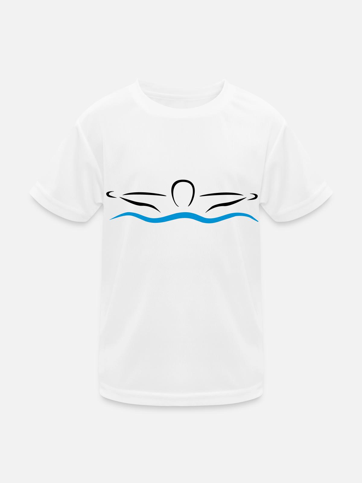 schwimmen - Kinder Funktions-T-Shirt - Weiß - Vorne