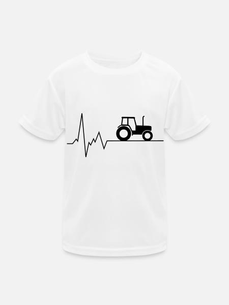herzschlag traktor - Kinder Funktions-T-Shirt - Weiß