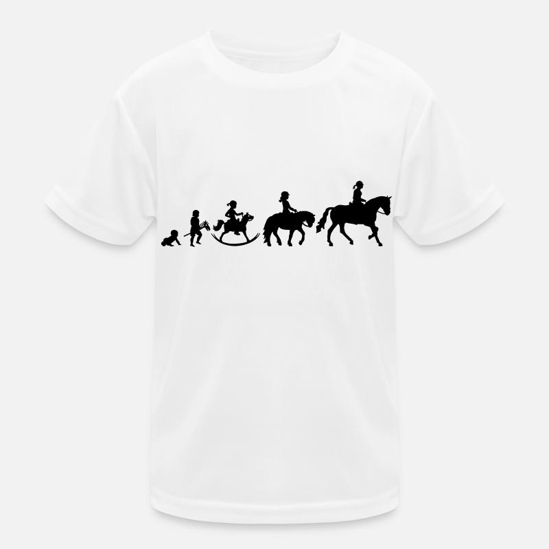 Evolution Mädchen Horseback Riding Reiter Shirt Kinder Funktions-T-Shirt