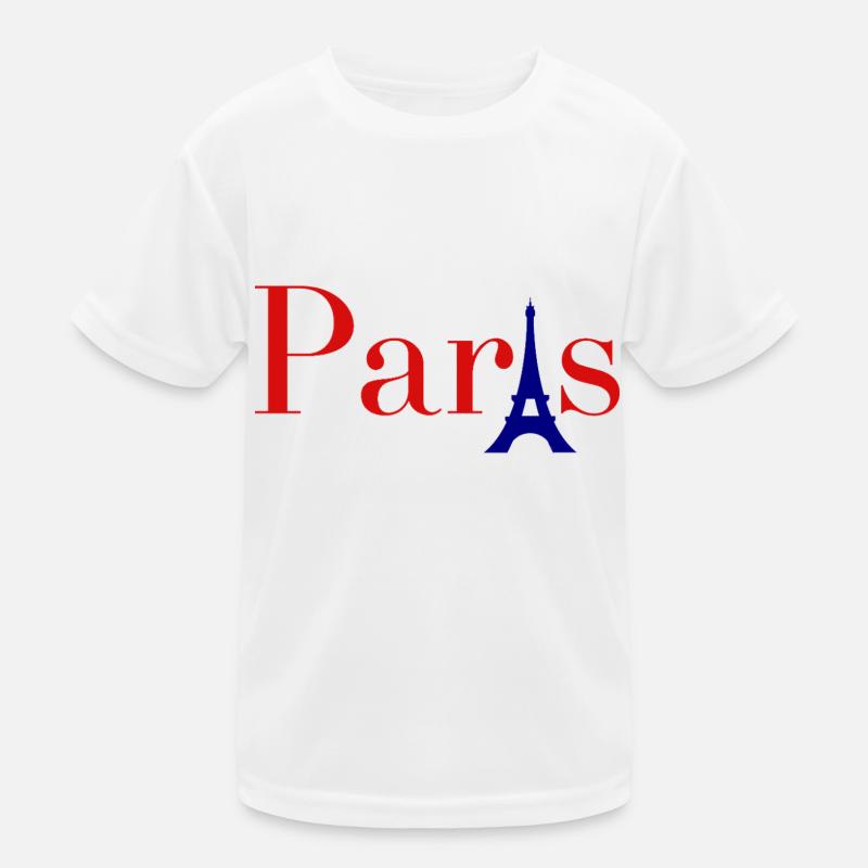 Texte rouge de Paris avec la Tour Eiffel bleue T-shirt sport Enfant