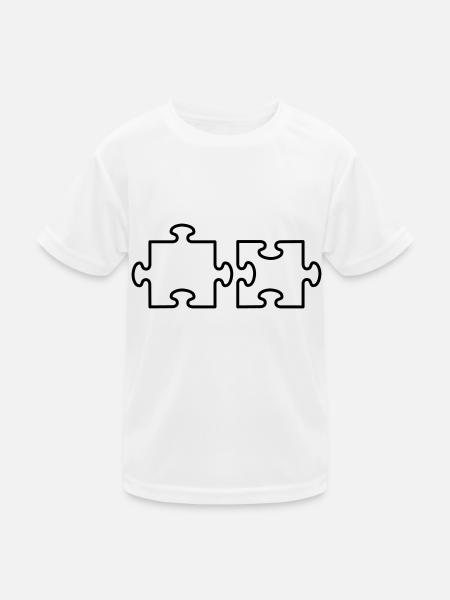 2 Puzzle Teile - Kinder Funktions-T-Shirt - Weiß - Vorne