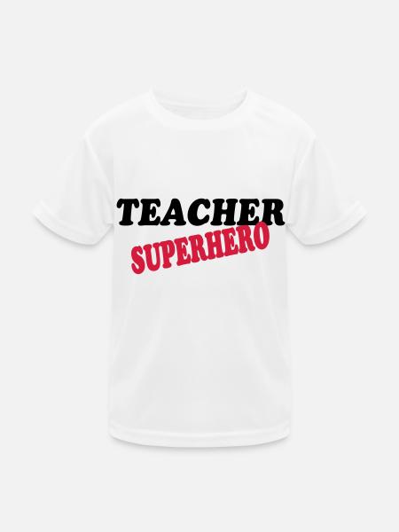 Teacher superhero - Kinder Funktions-T-Shirt - Weiß - Vorne