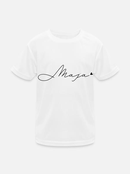 Name Maja - Kinder Funktions-T-Shirt - Weiß - Vorne