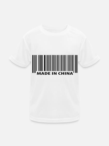 Made in China - Kinder Funktions-T-Shirt - Weiß - Vorne
