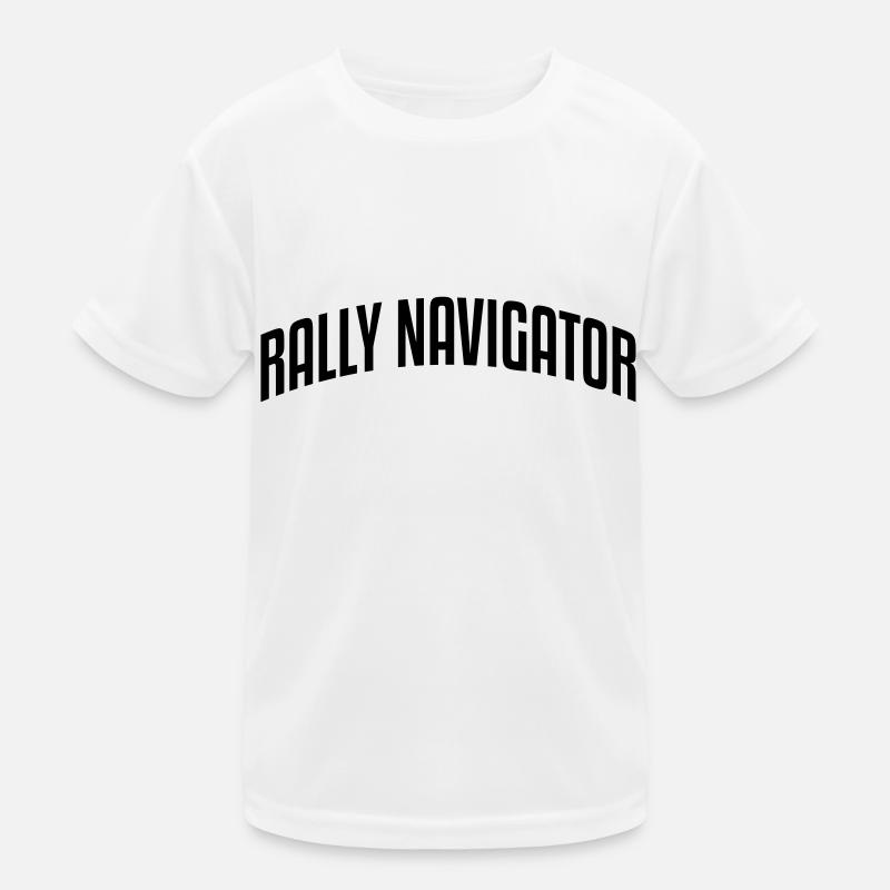 rally navigator stylish arched text logo Kids Functional T-Shirt