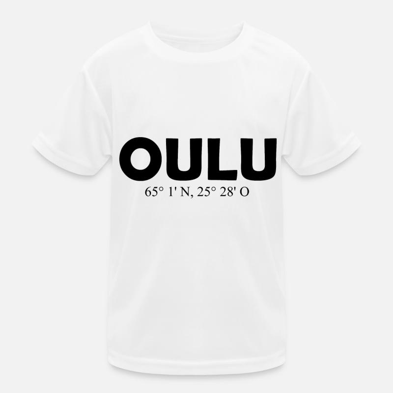 Oulu - Finland - Coordinates - Longitude Latitude Kinder Funktions-T-Shirt
