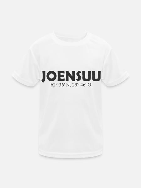 Joensuu - Finland - Coordinates Longitude Latitude - Kids Functional T-Shirt - white - Front