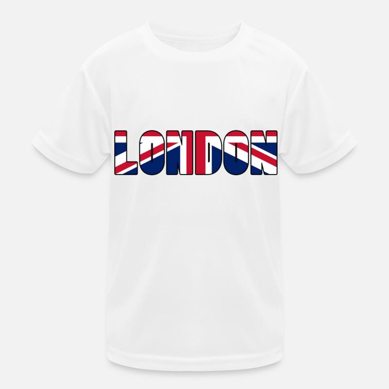 London – Bold Text with UK Flag Inside Kids Functional T-Shirt