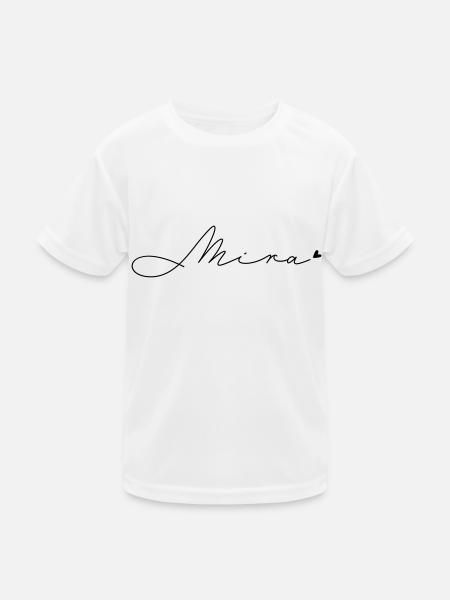 Name Mira - Kinder Funktions-T-Shirt - Weiß - Vorne