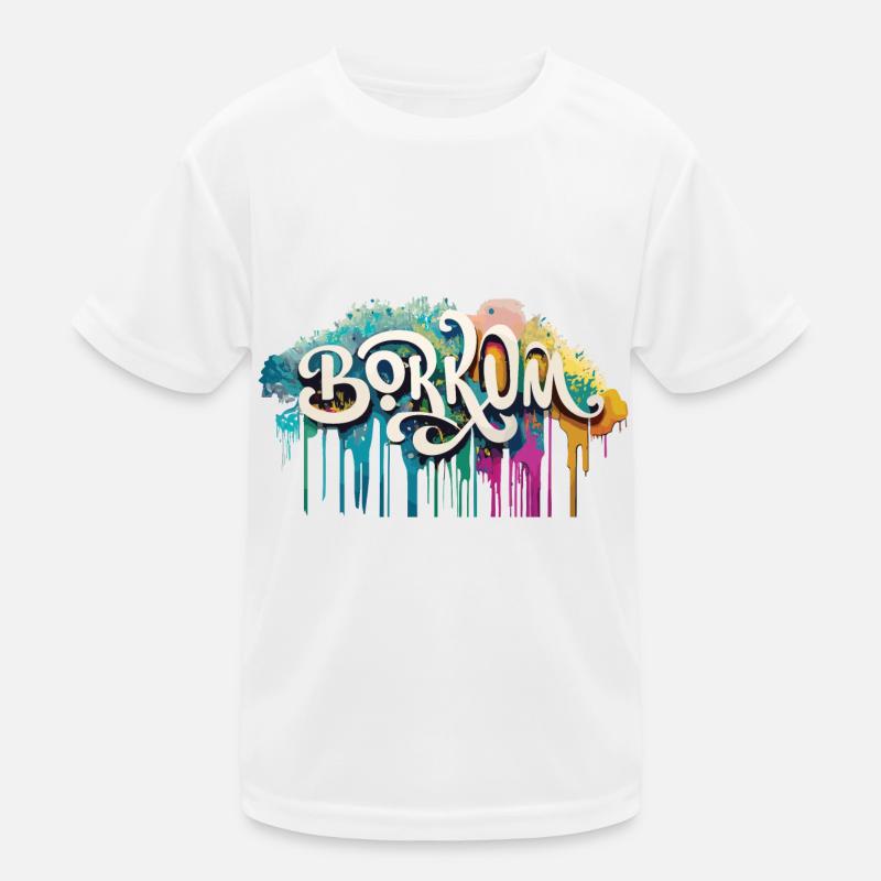 Borkum Graffiti Schriftzug Kinder Funktions-T-Shirt
