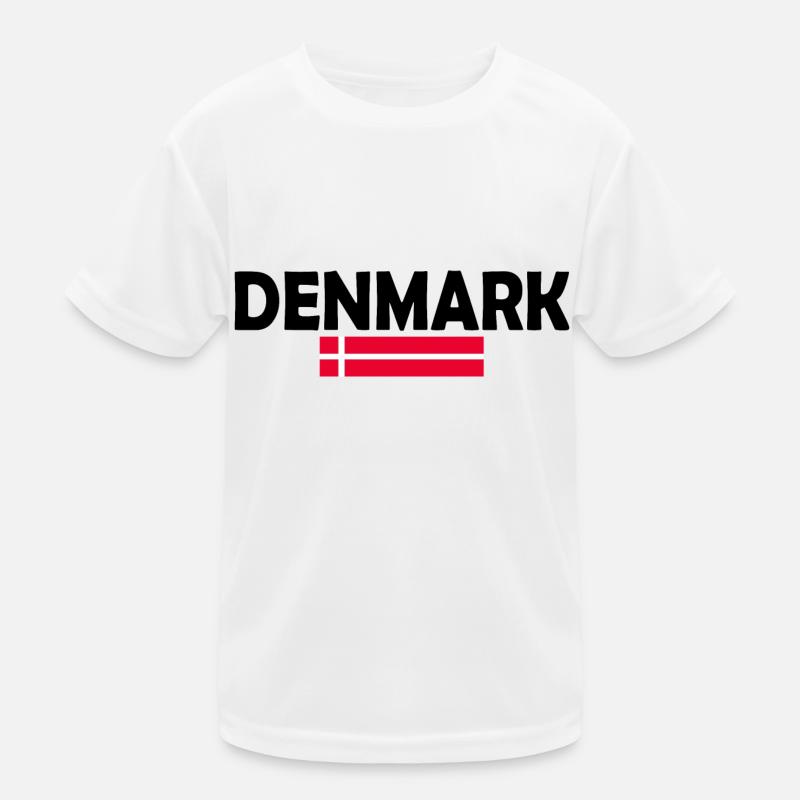 Dänemark - Kinder Funktions-T-Shirt - Weiß