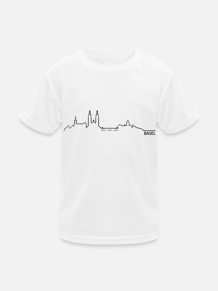 Skyline Basel - Kinder Funktions-T-Shirt - Weiß - Vorne
