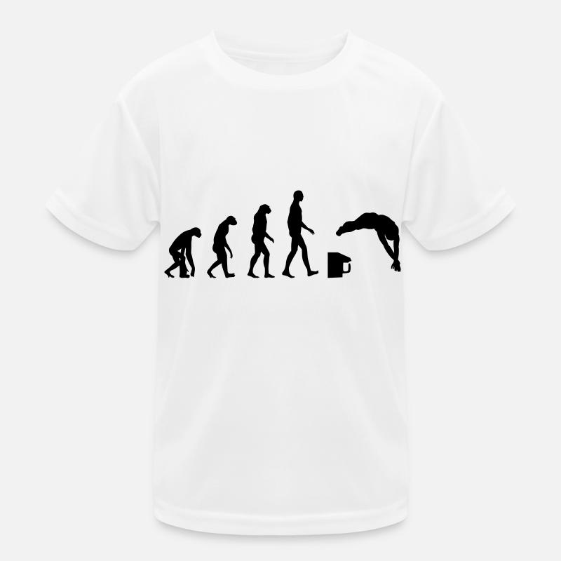 Evolution / Schwimmen - Kinder Funktions-T-Shirt - Weiß