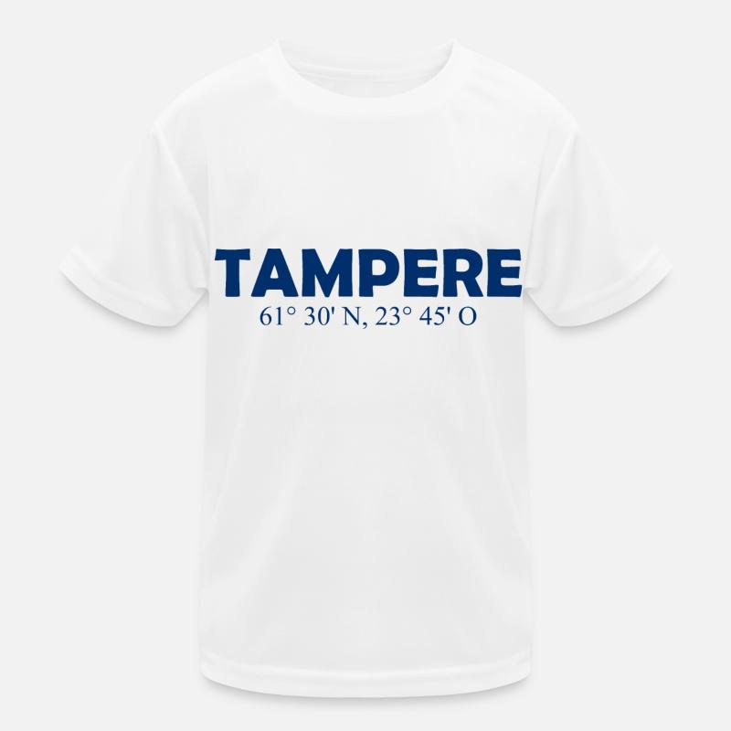 Tampere - Finland - Coordinates - Longitude Kids Functional T-Shirt