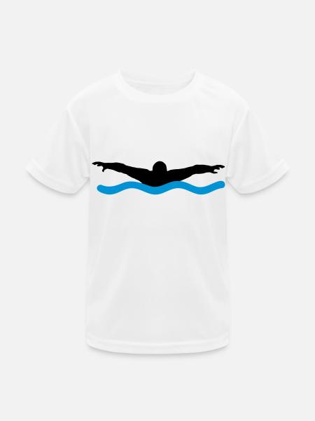 schwimmen - Kinder Funktions-T-Shirt - Weiß