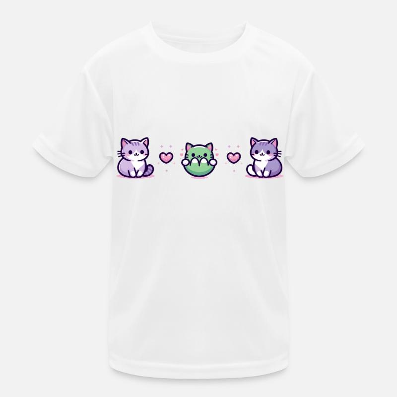 Three cats with a small heart Kids Functional T-Shirt