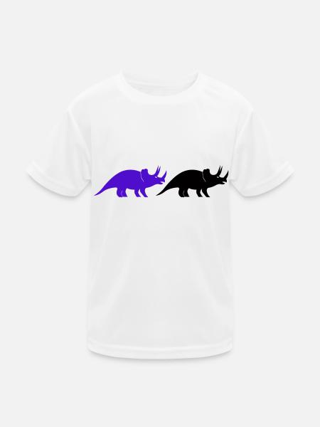 Triceratops - Kinder Funktions-T-Shirt - Weiß - Vorne