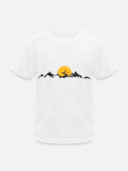 BERGE Gebirge Landschaft Silhouette Panorama - Kinder Funktions-T-Shirt - Weiß - Vorne