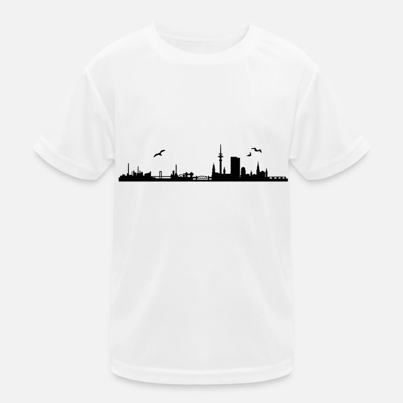 Hamburger Skyline - Kinder Funktions-T-Shirt - Weiß