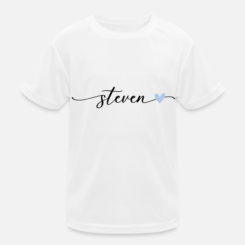Steven Name Calligraphy Font Kids Functional T-Shirt