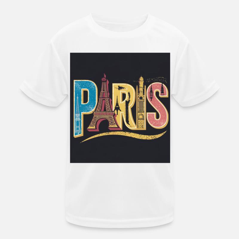 PARIS Parisian landmarks Eiffel Tower, Sacré-Cœur Kids Functional T-Shirt