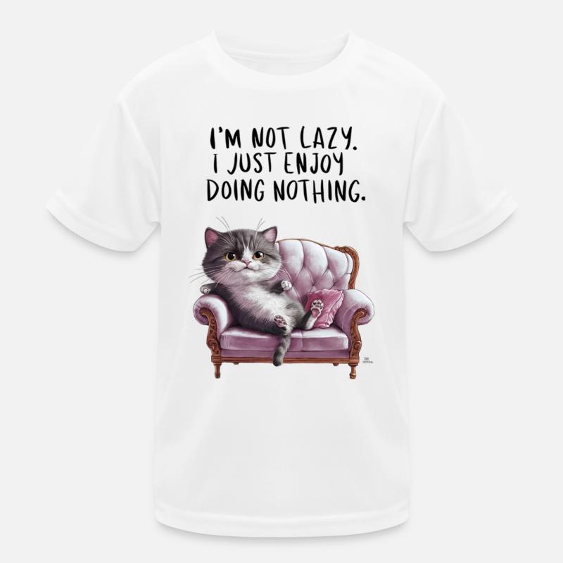 Faule Katze, ich bin nicht faul. Ich genieße es einfach, nichts zu tun Kinder Funktions-T-Shirt