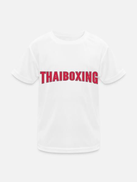 Thaiboxing - Kinder Funktions-T-Shirt - Weiß - Vorne