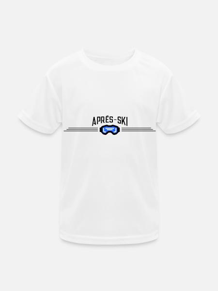 Apres Ski Skibrille - Kinder Funktions-T-Shirt - Weiß - Vorne