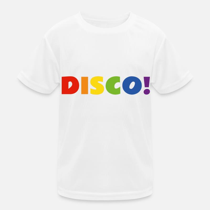 DISCO Regenbogen Text Kinder Funktions-T-Shirt