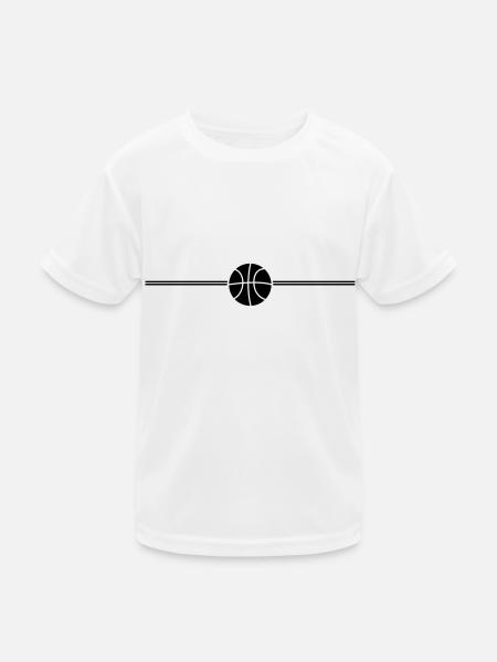 linie logo cool basketball treffer tor im netz kor - Kinder Funktions-T-Shirt - Weiß - Vorne