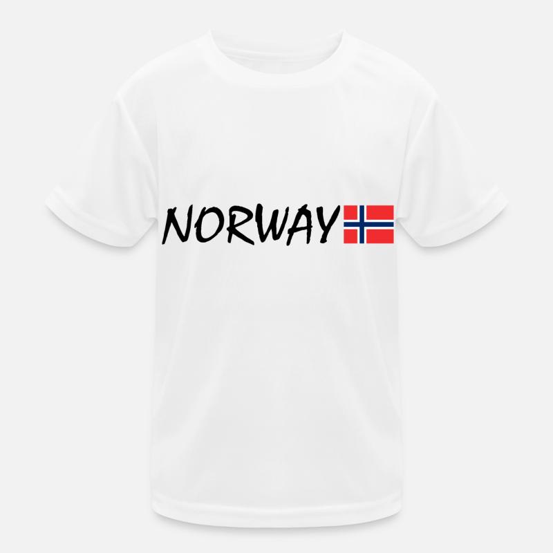 Norwegen - Kinder Funktions-T-Shirt - Weiß