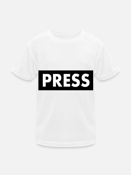 Press - Kinder Funktions-T-Shirt - Weiß - Vorne