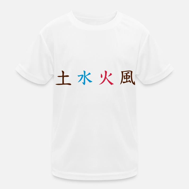Chinese Japanese Fire Earth Water Wind Kids Functional T-Shirt