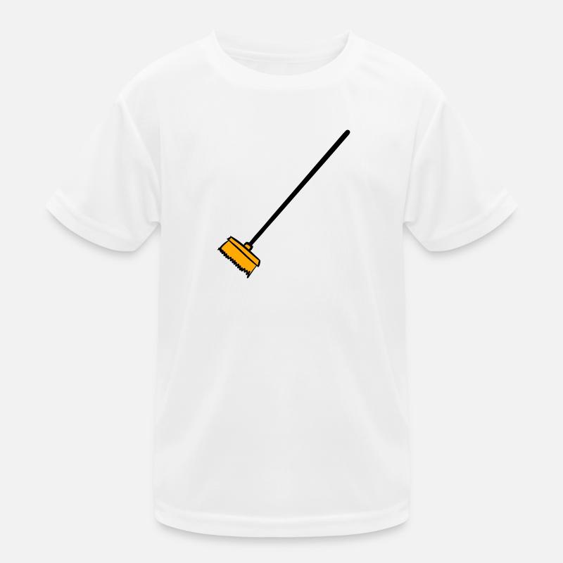 Broom, hand-drawn. Cleaning lady, garbage man Kids Functional T-Shirt