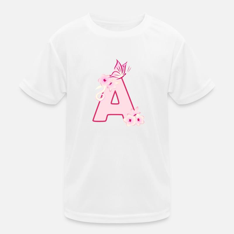 Anfangsbuchstabe A mit rosa Kirschblüten Kinder Funktions-T-Shirt