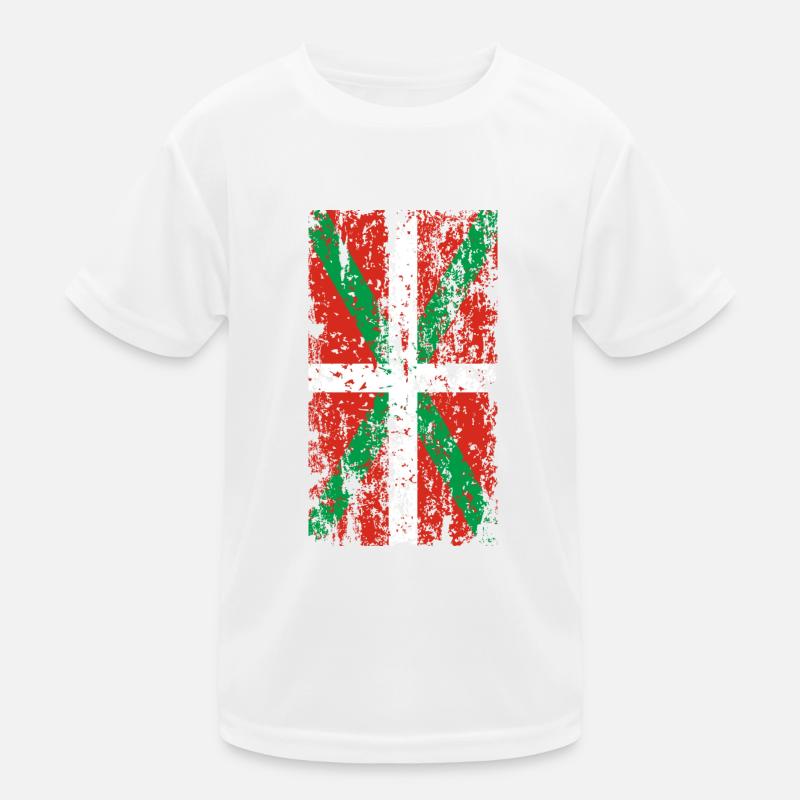 Worn Basque Country flag. Ikurriña. Kids Functional T-Shirt