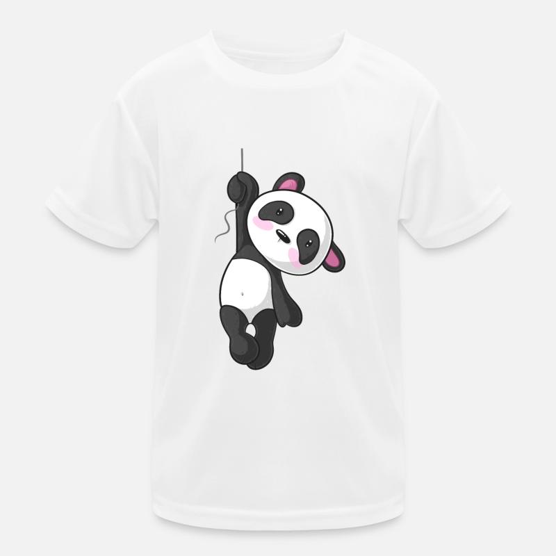 Hängender Comic Panda Kinder Funktions-T-Shirt