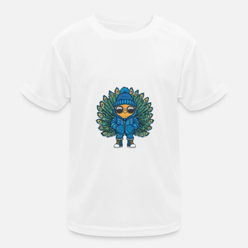 Pfau Vogel Winter Comic Kinder Funktions-T-Shirt