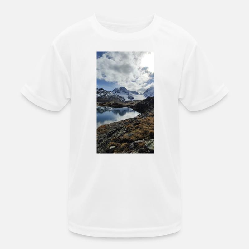 Schneebedeckte Berge - Kinder Funktions-T-Shirt - Weiß