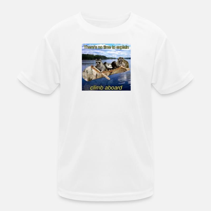 Waschbären-Flussrettungsboot Kinder Funktions-T-Shirt