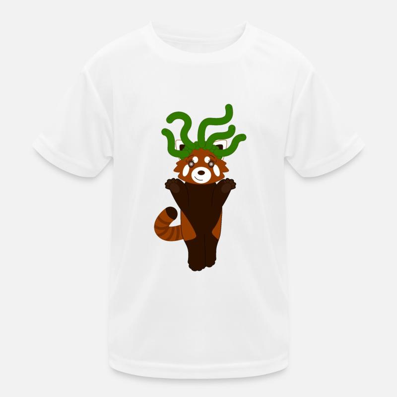 Red panda disguised as a gorgon for Halloween Kids Functional T-Shirt