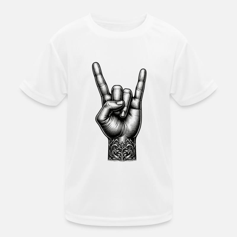 Rock on Hand mit Devils Horns - Kinder Funktions-T-Shirt - Weiß
