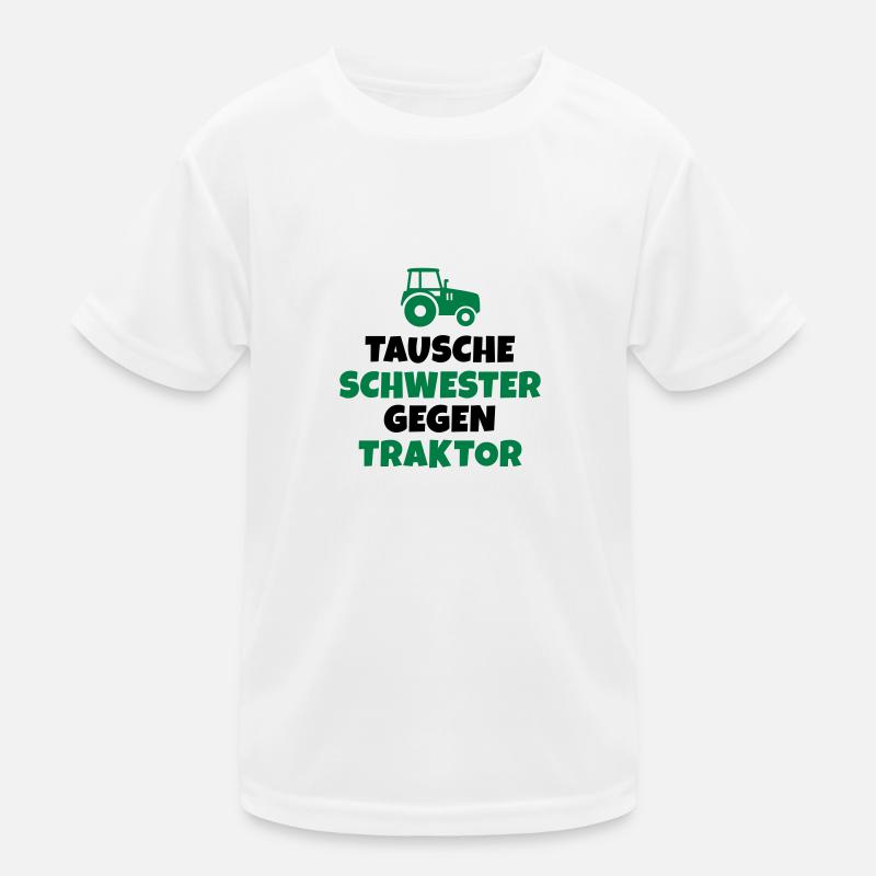 Tausche Schwester gegen Traktor Kinder Funktions-T-Shirt