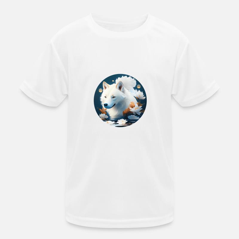 Schweizer Weißer Schäferhund im japanischem Stil Kinder Funktions-T-Shirt