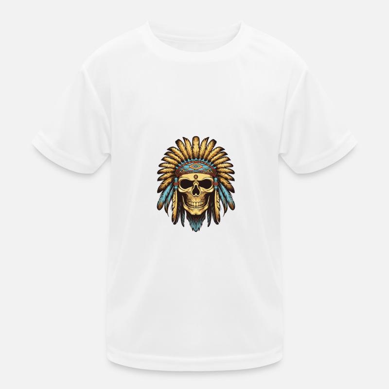 Apache Indianer Häuptling Totenkopf Kinder Funktions-T-Shirt