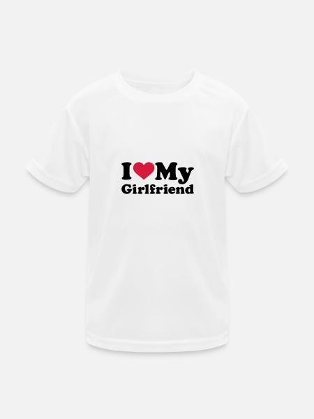 I love my girlfriend - Kinder Funktions-T-Shirt - Weiß - Vorne