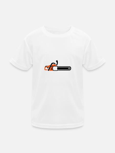 Kettensäge - Kinder Funktions-T-Shirt - Weiß