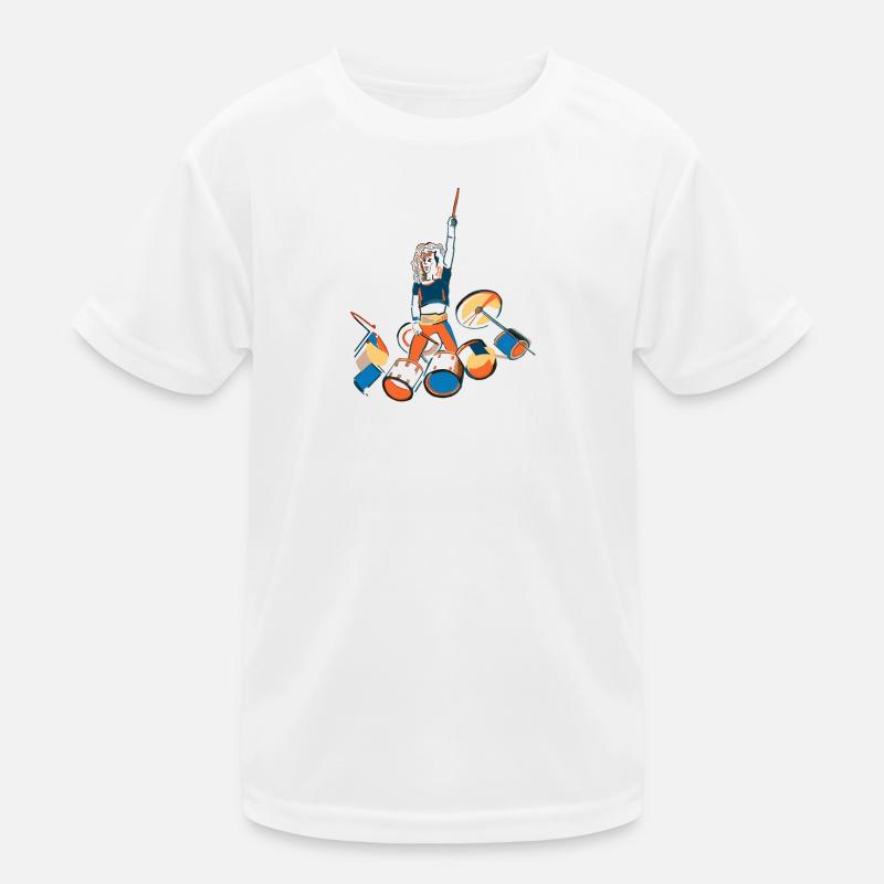 Drummer Kraftpose mit Trommeln Kinder Funktions-T-Shirt
